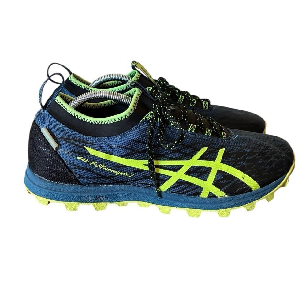 ASICS Men's Size 11.5 Athletic Shoes in Blue and Neon Green